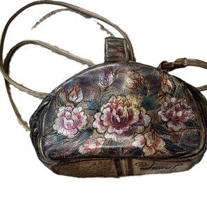 Jane Yoo Signed Hand-Painted Crossbody Leather Purse